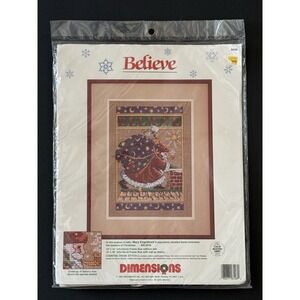 VTG 1990 Dimensions BELIEVE Mary Engelbreit Counted Cross Stitch Kit 8408 SEALED